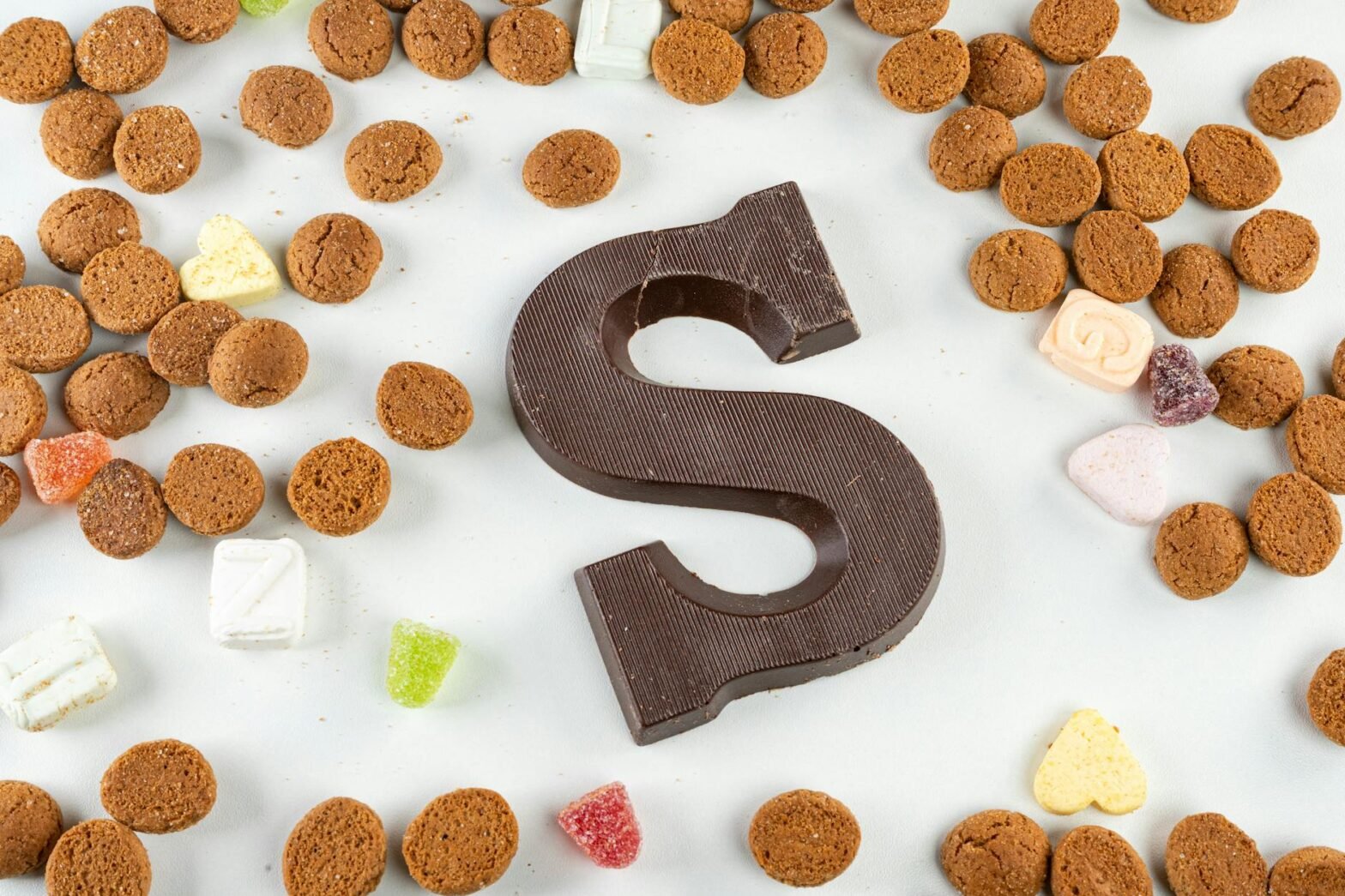 s shaped chocolate letter with traditional dutch treats