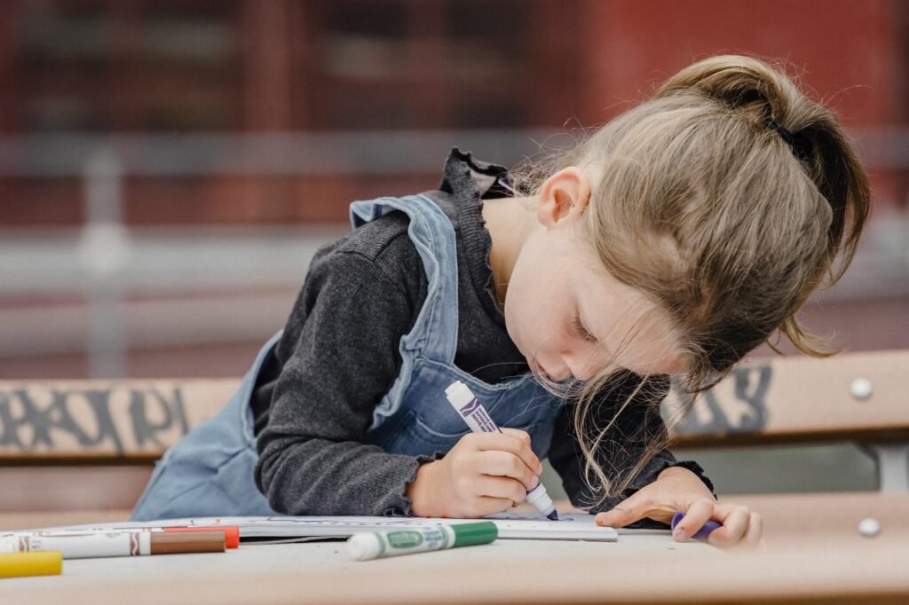 little girl coloring